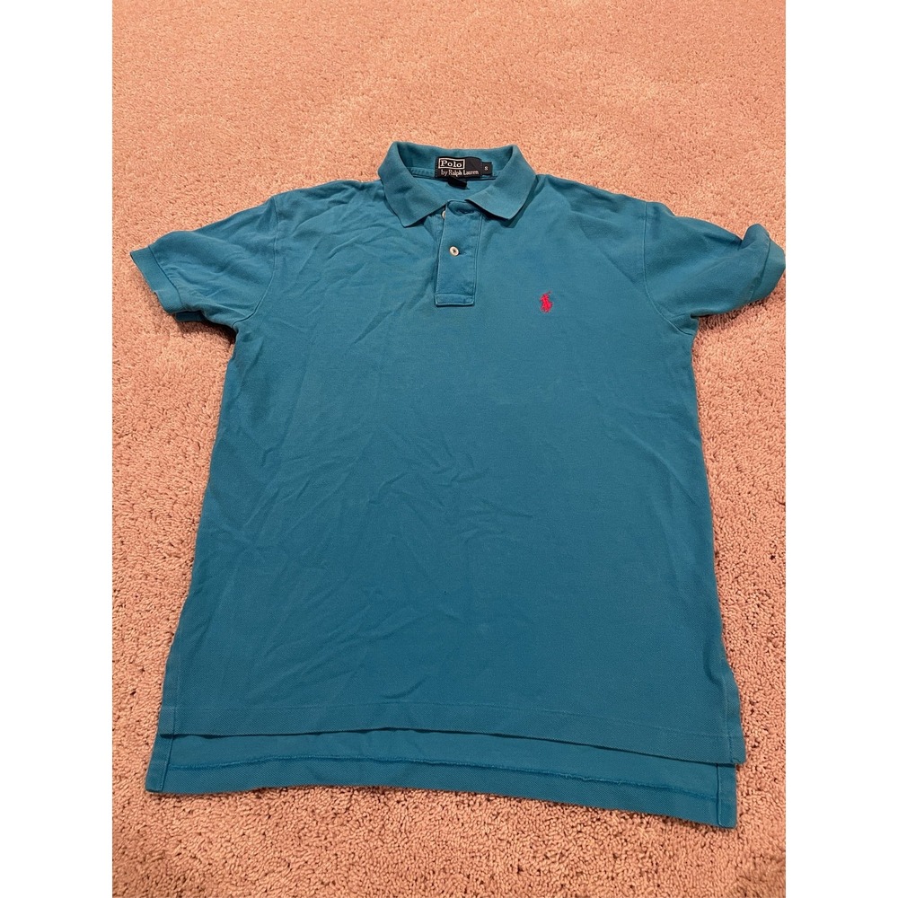 Polo Ralph Lauren Men's Small Teal Polo Shirt Pink Pony Logo Cotton